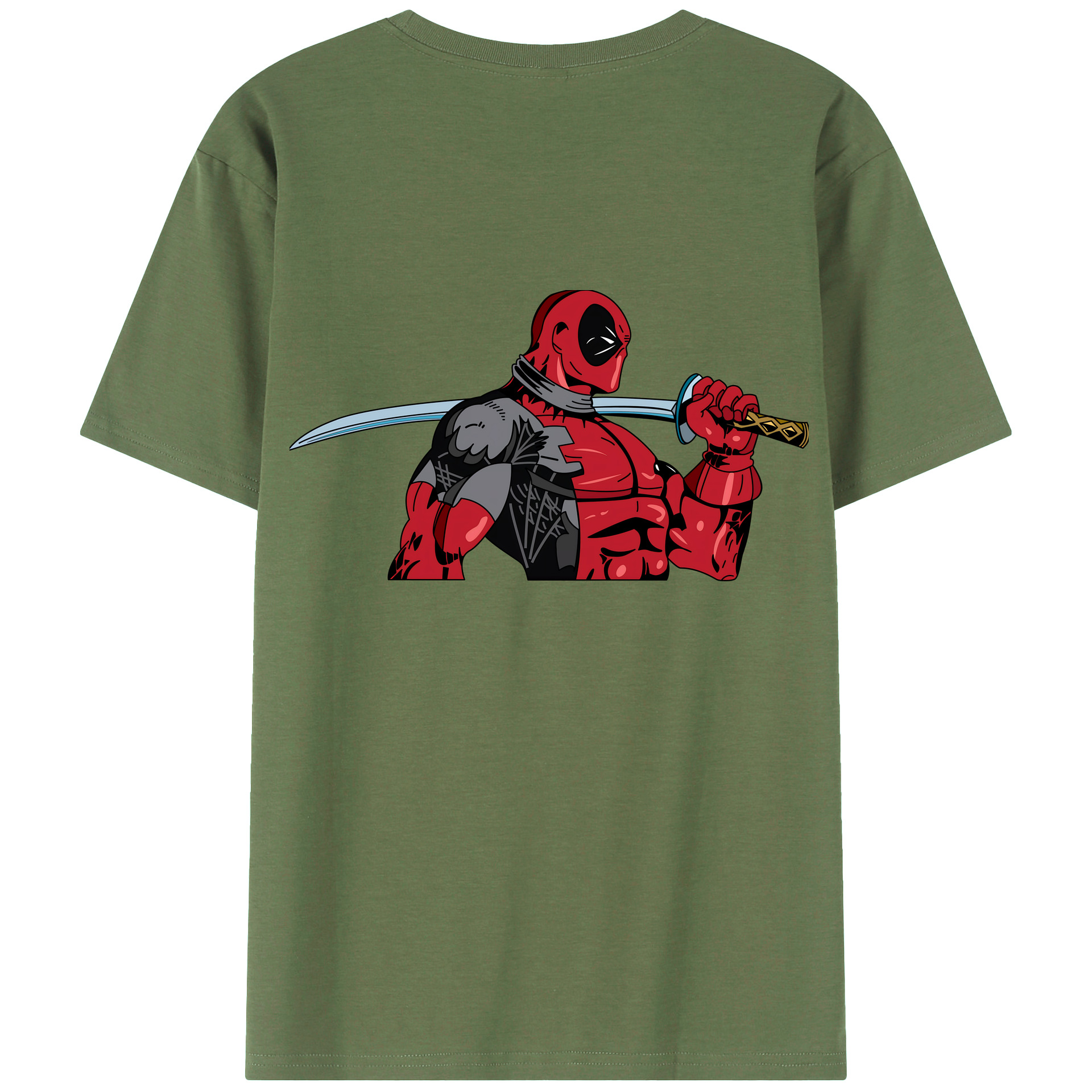 （画像用） Deadpool デッドプール 綿100％ メンズ半袖Tシャツ（バックプリント） 通気性